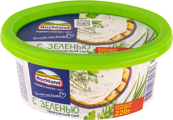 Изображение Сыр творожный Хохланд с зеленью Хохланд Руссланд п/б, 220 г