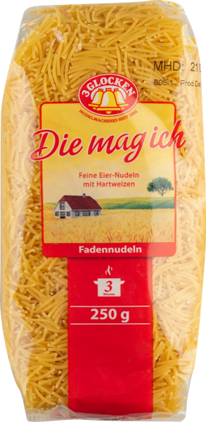 Изображение Макароны из двух яиц 3 Колокольчика вермишель №09 3 GLOCKEN м/у, 250 г