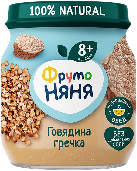 Изображение Пюре мясное с 8 мес Фрутоняня говядина гречка морковь Прогресс с/б, 100 г
