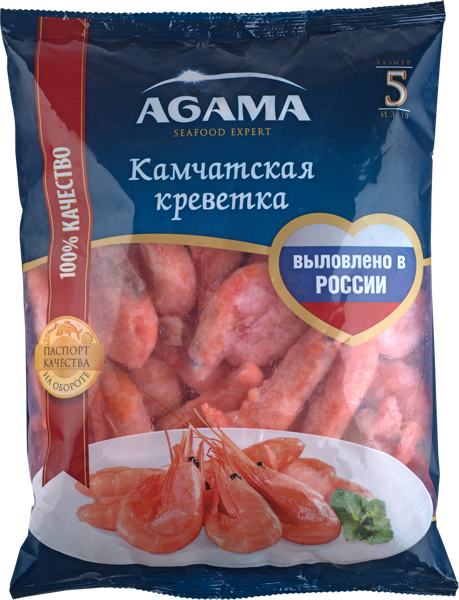 Изображение Морепродукты замороженные Агама креветки камчатские 45/65 Агама м/у, 800 г