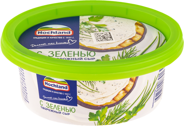 Изображение Сыр творожный Хохланд с зеленью Хохланд Руссланд кор, 140 г