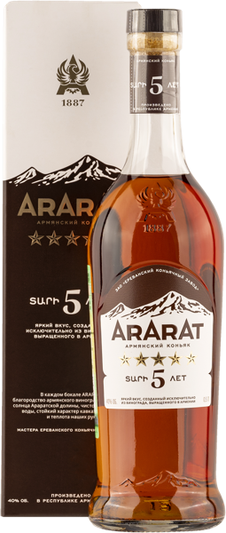 Изображение Коньяк 5 лет 40% Арарат 5 звезд ЕКЗ п/у, 0,5 л