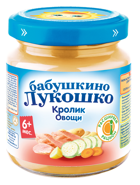 Изображение Пюре мясное с 6 мес Бабушкино Лукошко кролик овощное рагу Фаустово ЗДП с/б, 100 г