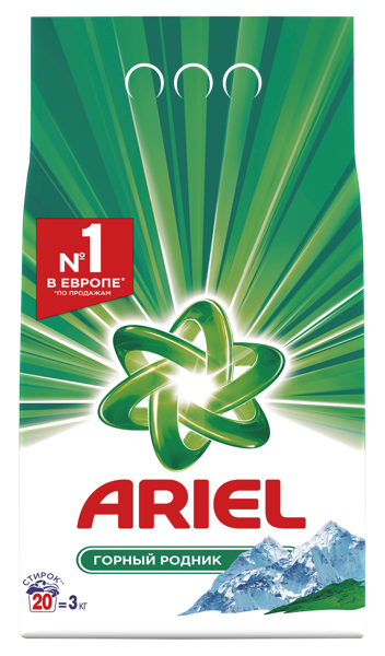 Изображение Стиральный порошок автомат Ариель горный родник белое белье Проктер Энд Гэмбл м/у, 3 КГ