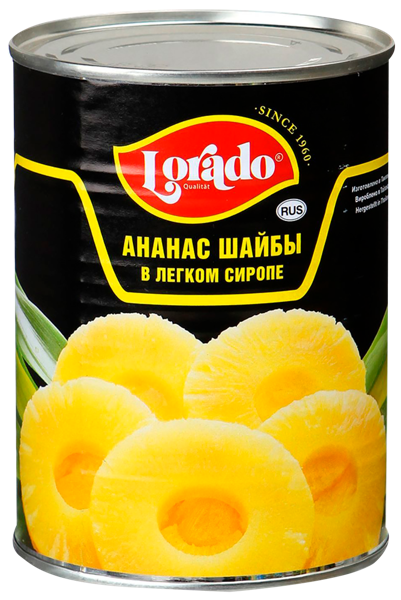 Изображение Ананасы в сиропе Лорадо шайбы Меркур Гамбург ж/б, 580 г