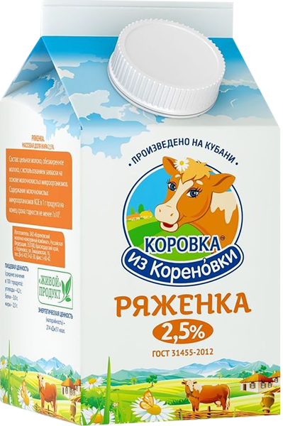 Изображение Ряженка 2,7% Кореновочка Кореновский МКК т/р, 450 мл