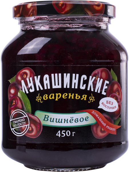 Изображение Варенье из вишни Лукашинские без косточки Вологодский комбинат с/б, 450 г