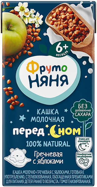 Изображение Каша с 6 мес с молоком Фрутоняня гречневая с яблоком Прогресс т/п, 200 г