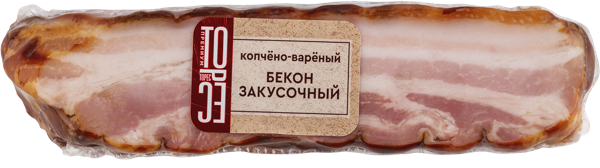 Изображение Мясо свиное варено-копченое Торес бекон закусочный Торес в/у 