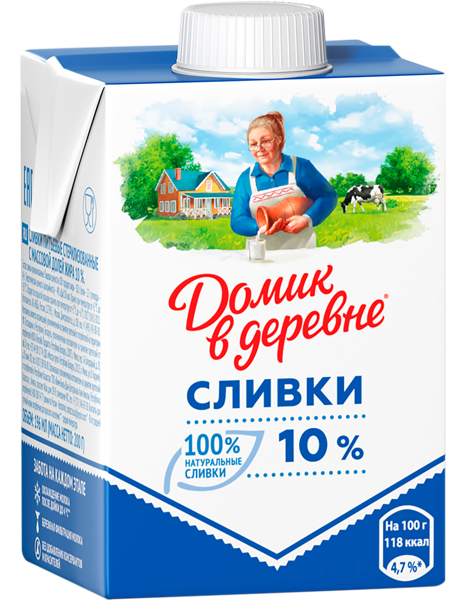 Изображение Сливки 10% Домик в деревне ВБД т/п, 200 мл