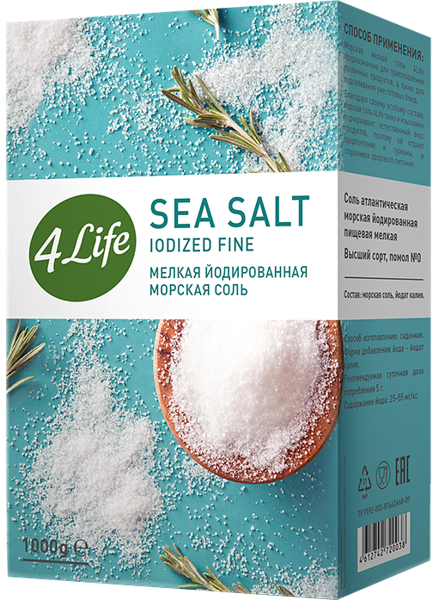 Изображение Соль морская 4Лайф йодированая мелкая Копэкер Агро кор, 1 КГ