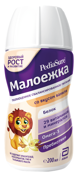 Изображение Смесь с 1 года до 10 лет Симилак ПедиаШур 1.0 со вкусом ванили Эбботт Лэбораториз п/у, 200 мл