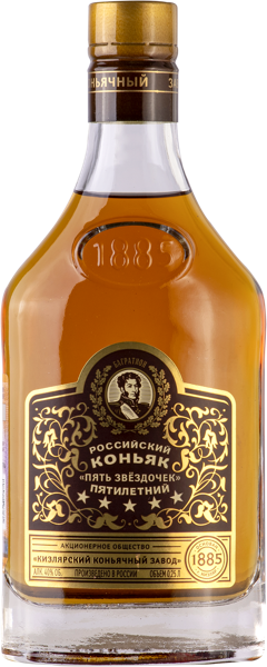 Изображение Коньяк 5 лет 40% Кизляр 5 звезд ГУП с/б, 0,25 л