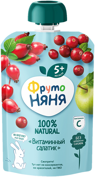 Изображение Пюре фруктовое с 5 мес Фрутоняня витаминный салатик Прогресс пауч, 90 г