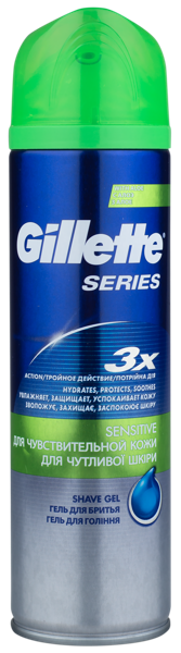 Изображение Гель для бритья Жиллетт чувствительная кожа алоэ Проктер Энд Гэмбл ж/б, 200 мл