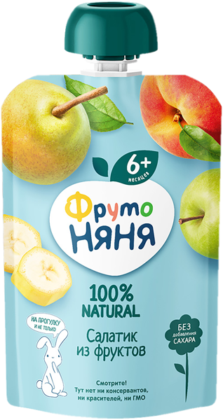 Изображение Пюре фруктовое с 6 мес Фрутоняня салатик из фруктов Прогресс пауч, 90 г