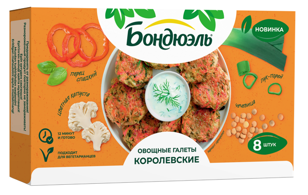 Изображение Овощные галеты замороженные Бондюэль королевские Бондюэль Кубань му, 300 г