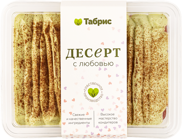 Изображение Торт бисквитный Тирамису с малиной СП ТАБРИС п/б, 460 г