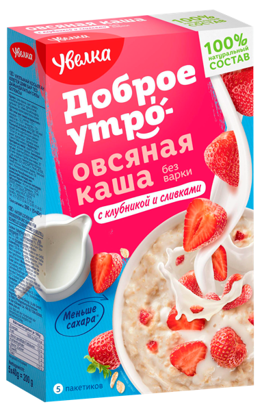 Изображение Каша овсяная Увелка клубника со сливками Ресурс кор, 200 г