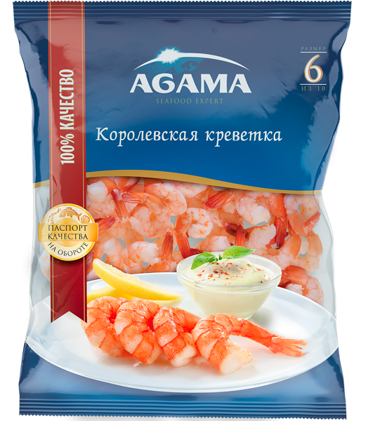 Изображение Морепродукты в/м для закусок Агама креветки королевские Агама м/у, 850 г