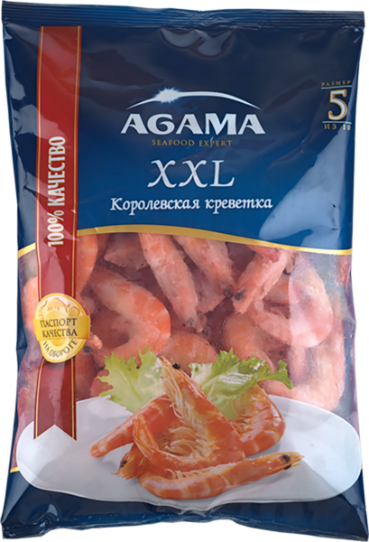 Изображение Морепродукты в/м 41/50 Агама креветки королевские Агама м/у, 700 г