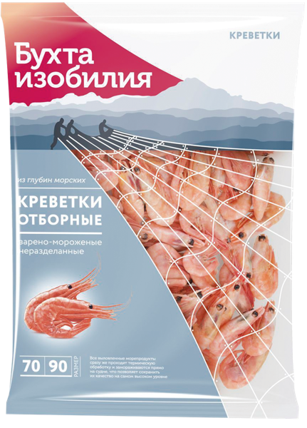 Изображение Морепродукты замороженные Бухта Изобилия креветки отборные 70/90 Агама м/у, 850 г