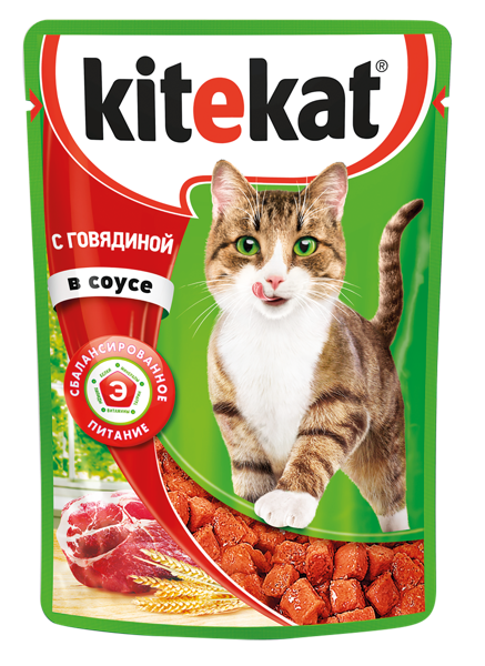 Изображение Корм для кошек Китекет говядина в соусе Марс м/у, 85 г