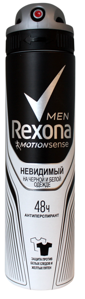 Изображение Дезодорант спрей мужской Рексона невидимый черное белое Юнилевер ж/б, 150 мл