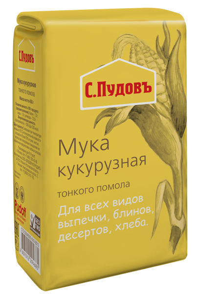 Изображение Мука кукурузная С.Пудовъ тонкий помол Хлебзернопродукт м/у, 450 г