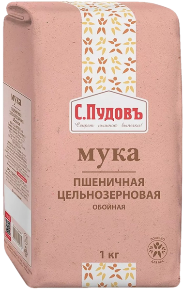 Изображение Мука Пшеничная С.Пудовъ цельнозерновая Хлебзернопродукт м/у, 1 КГ