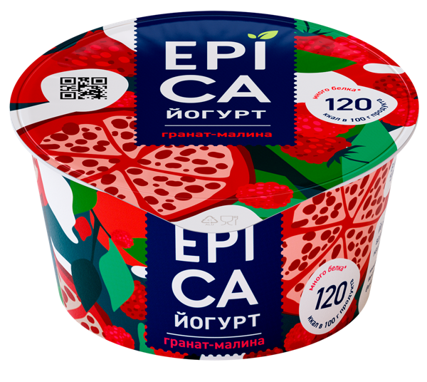 Изображение Йогурт 4,8% Эпика гранат-малина Эрманн п/б, 130 г
