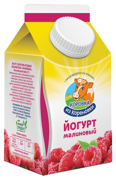 Изображение Йогурт 2,1% питьевой Коровка из Кореновки малина Кореновский МКК т/р, 450 мл