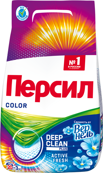 Изображение Стиральный порошок автомат Персил свежесть цветное белье Хенкель м/у, 3 КГ