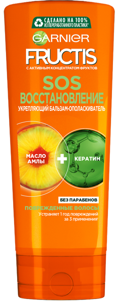 Изображение Бальзам для поврежден волос Фруктис сос восстановление Лореаль п/у, 200 мл