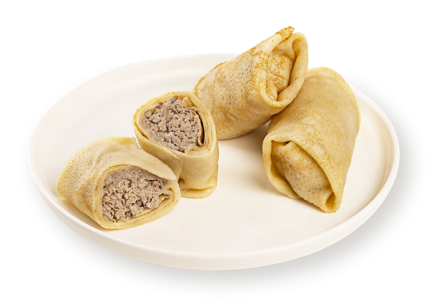 Изображение Блинчики со свино-говяжьим фаршем на пшеничной муке СП ТАБРИС вес 