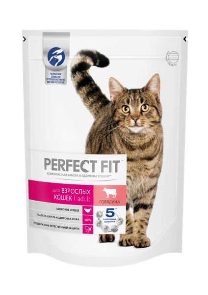 Изображение Корм для взрослых кошек Перфект Фит говядина Марс м/у, 650 г