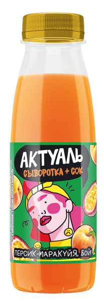 Изображение Напиток сывороточный Актуаль персик Маракуйя Эйч энд Эн п/б, 310 мл