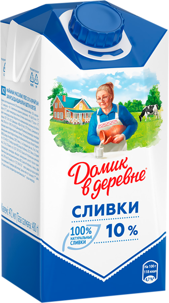 Изображение Сливки 10% Домик в деревне ВБД т/п, 471 мл