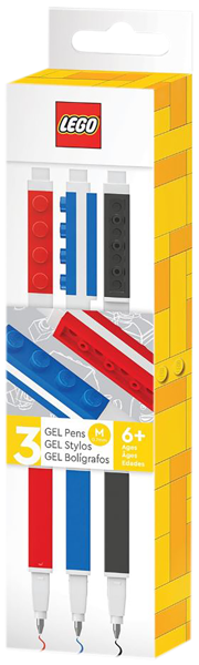 Изображение Ручки 0,7мм гелевые Лего классик красная черная синяя Гонконг Лтд п/у, 3 шт