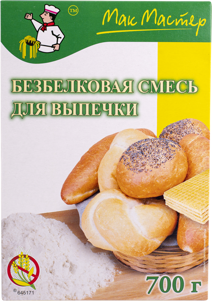 Изображение Смесь для выпечки МакМастер без глютена безбелковая Макарон-Сервис кор, 700 г