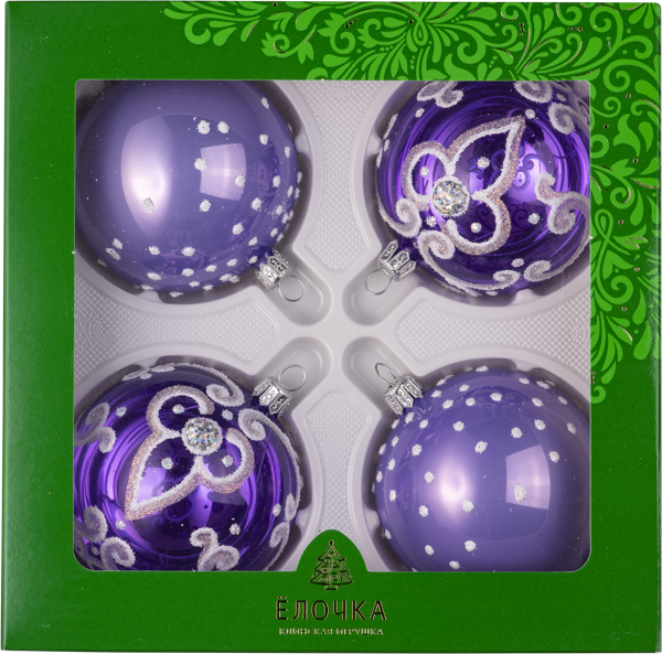 Изображение Набор Кудесник стекло Ёлочка из 4 шаров с1727 Клинская игрушка к/у, 1 упак