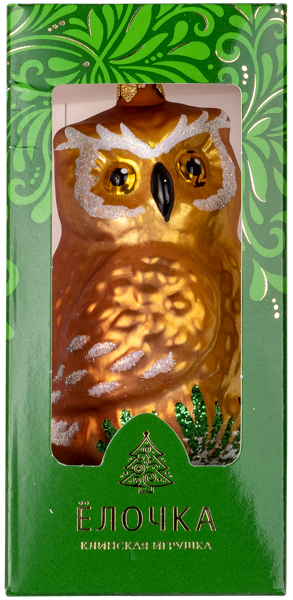 Изображение Фигурка Сова стекло Ёлочка с1670 Клинская игрушка к/у, 1 шт