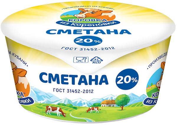 Изображение Сметана 20% Коровка из Кореновки Кореновский МКК п/б, 180 г