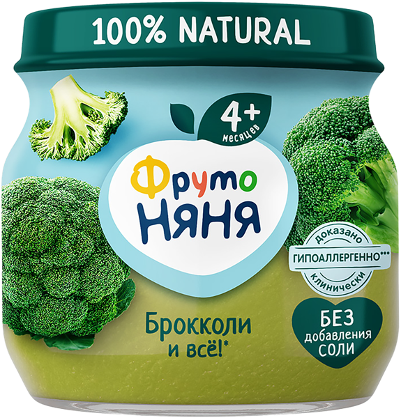 Изображение Пюре овощное с 4,5 мес Фрутоняня брокколи Прогресс с/б, 80 г