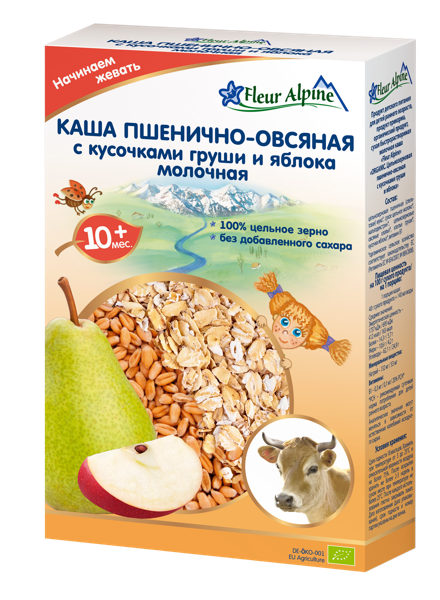 Изображение Каша с 10 мес молочная Флер Альпин БИО пшенич-овсян груша яблоко Топфер Гмбх кор, 200 г