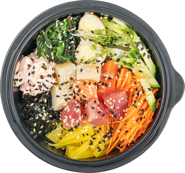 Изображение Салат Боул по-корейски С форелью тунцом масляной овощами сырным соусом СП ТАБРИС пл/уп, 250 г
