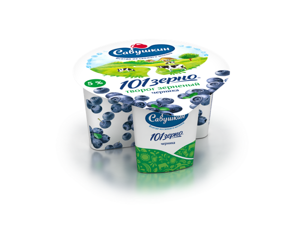 Изображение Творог 5% зерненый 101 зерно черника Савушкин продукт п/б, 130 г