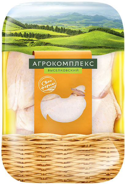 Изображение Птица охлажденная Птица Кубани бедро цыпленка-бройлера Агрокомплекс АО лоток 