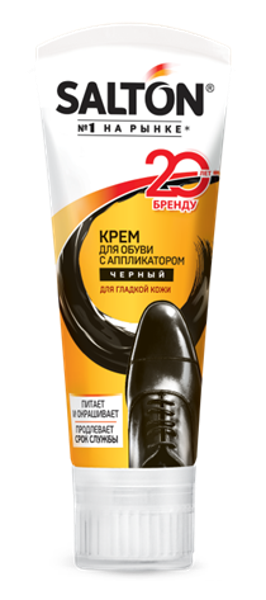 Изображение Крем для обуви черный Салтон гладкая кожа норк масло Юпеко туба, 75 мл