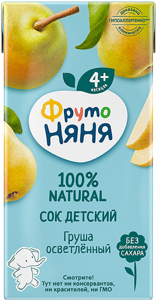 Изображение Сок с 4 мес без сахара Фрутоняня груша осветленный Прогресс т/п, 200 мл